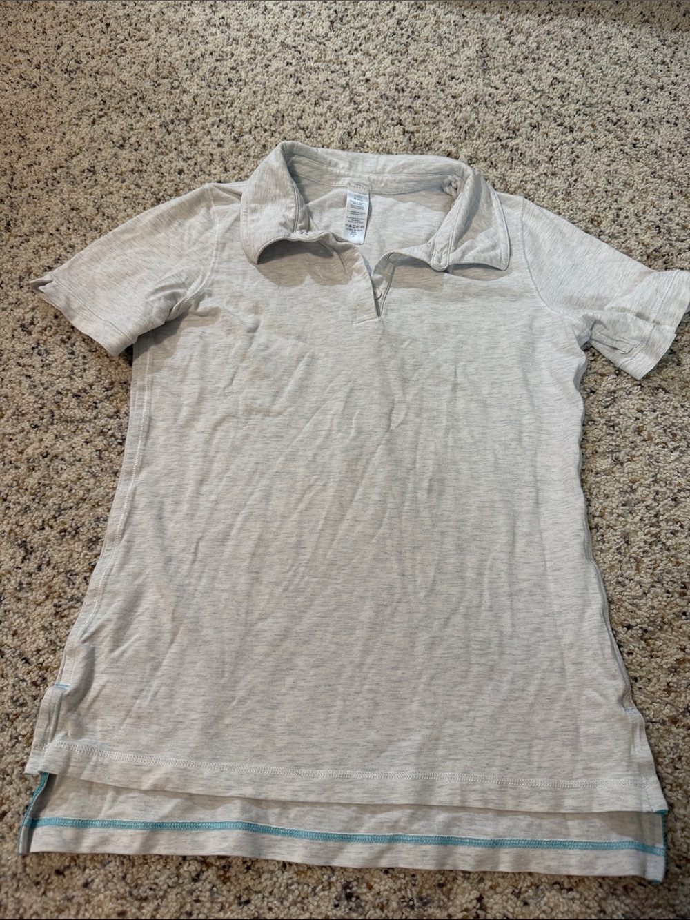 Ivivva Light Gray Heather Polo Top with Teal Trim